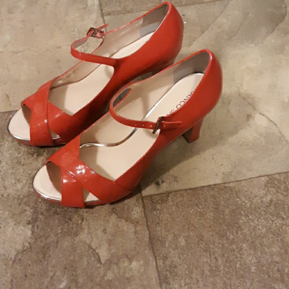 Franco Sarto Patent Leather High Heel Sandal